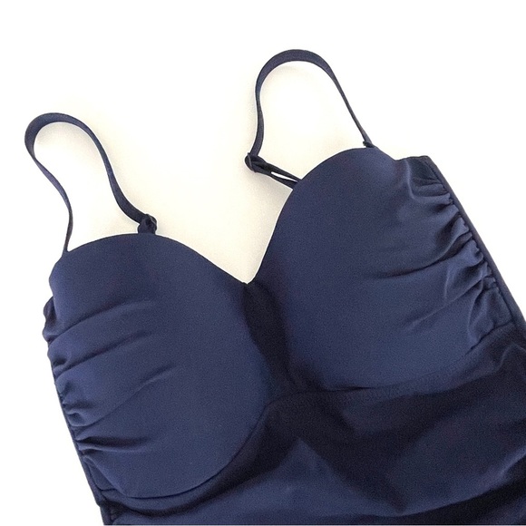 NWOT Profile by Gottex Enchantment Bandeau Swimdress in Navy Blue. - Picture 4 of 9
